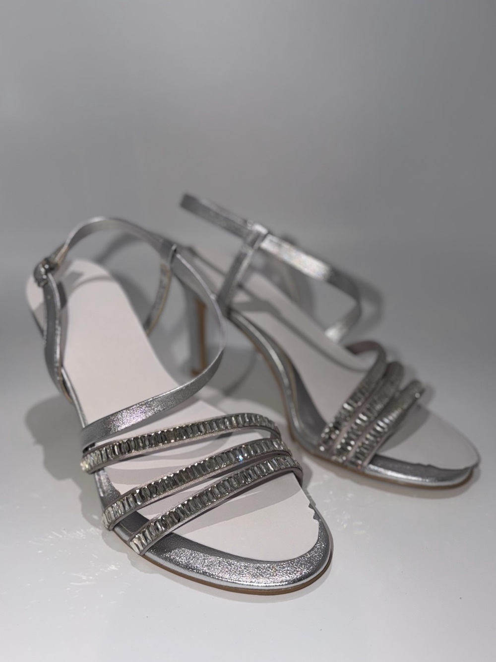 Naturalizer Silver Embellished Strappy Sandals